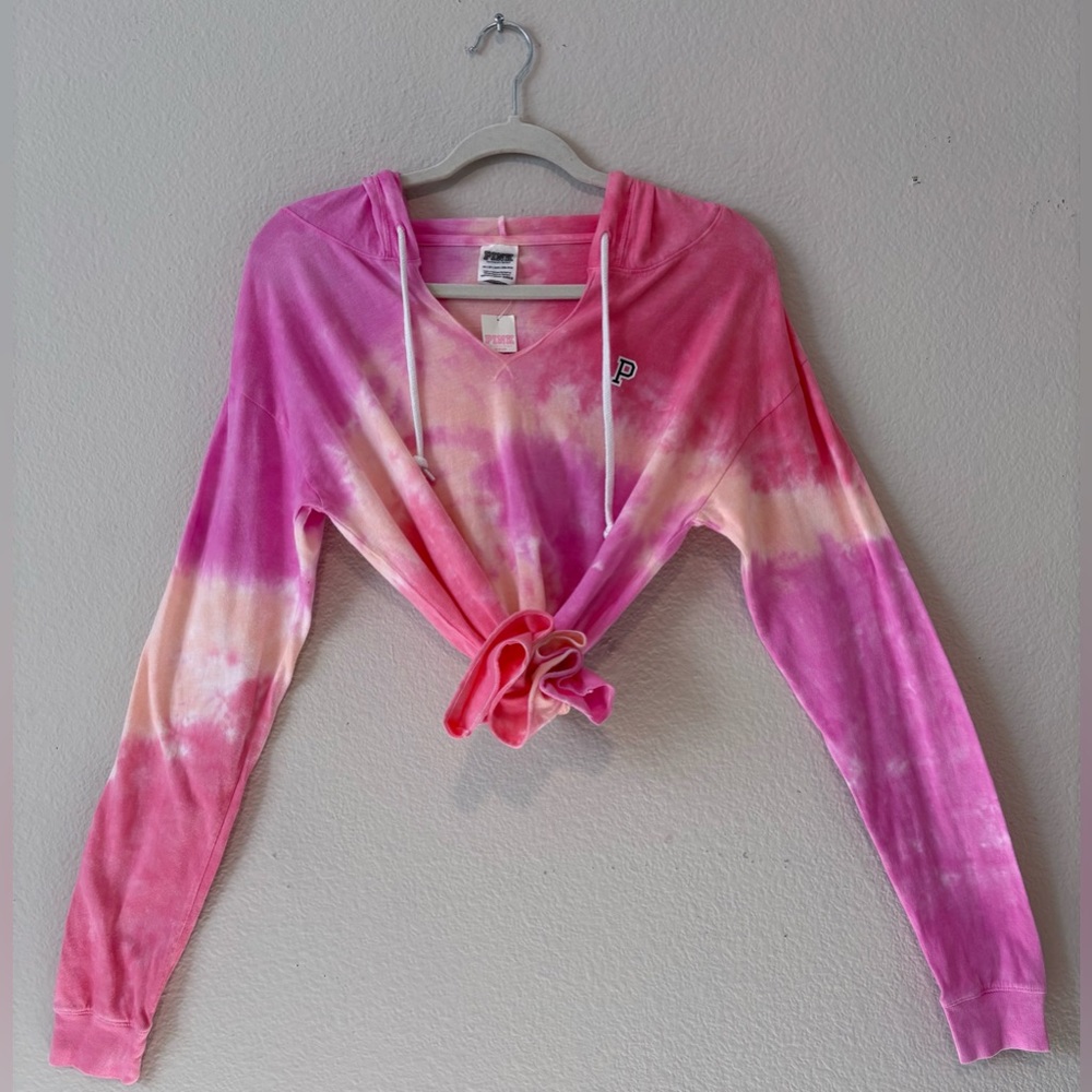 PINK•Victoria Secret• pastel tie dye hooded sweatshirt